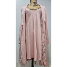 La Perla Powder Pink 100 Silk Long Belted Robe and Slip Set, Gown, US Sz S