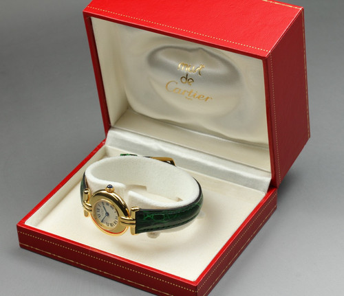 Cartier Must Colisee Vermeil 590002 Green Gold Women's Qz Watch Vintage [Box]