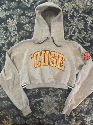 Syracuse Orange Women s Champion Custom Crop Hoodie Large Gray
