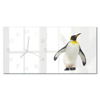 Glas-Wanduhr Wanduhr Aus Glas In Breiter Form Pinguin WeißE Zeiger 60X30 Cm
