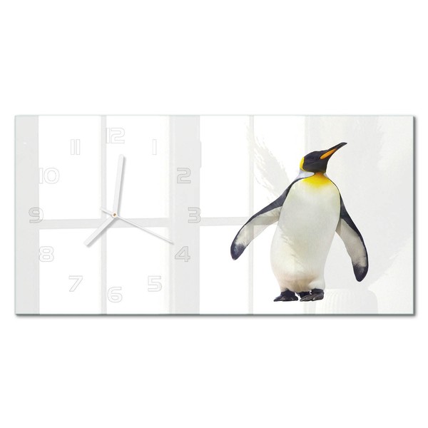 Glas-Wanduhr Wanduhr Aus Glas In Breiter Form Pinguin WeißE Zeiger 60X30 Cm-image