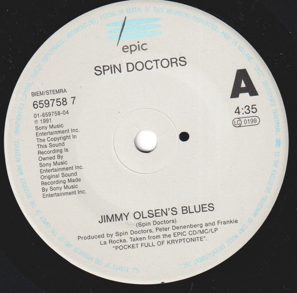 Spin Doctors Jimmy Olsen's Blues 7" vinyl Netherlands Epic 1993 pic sleeve - Image 3 of 3