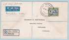 Niue 1938 3/- SG 77 on Registered FDC to Ontario, Canada via Honolulu