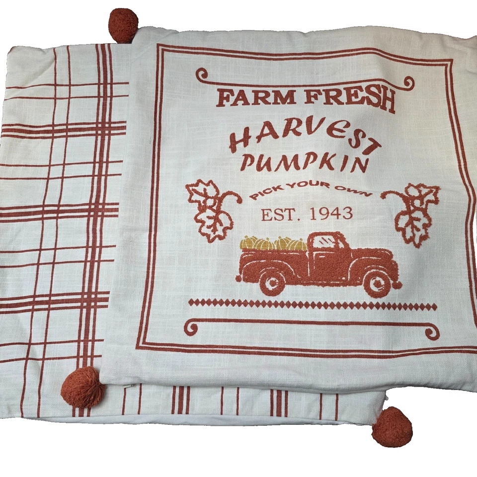 Fall Harvest Decor Set of 2 Pillow Covers ONLY 20 x 20" inch -BRAND NEW READ - Image 2 of 4