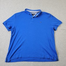 Tommy Hilfiger Polo Mens Large Custom Fit Cotton Blue Shirt