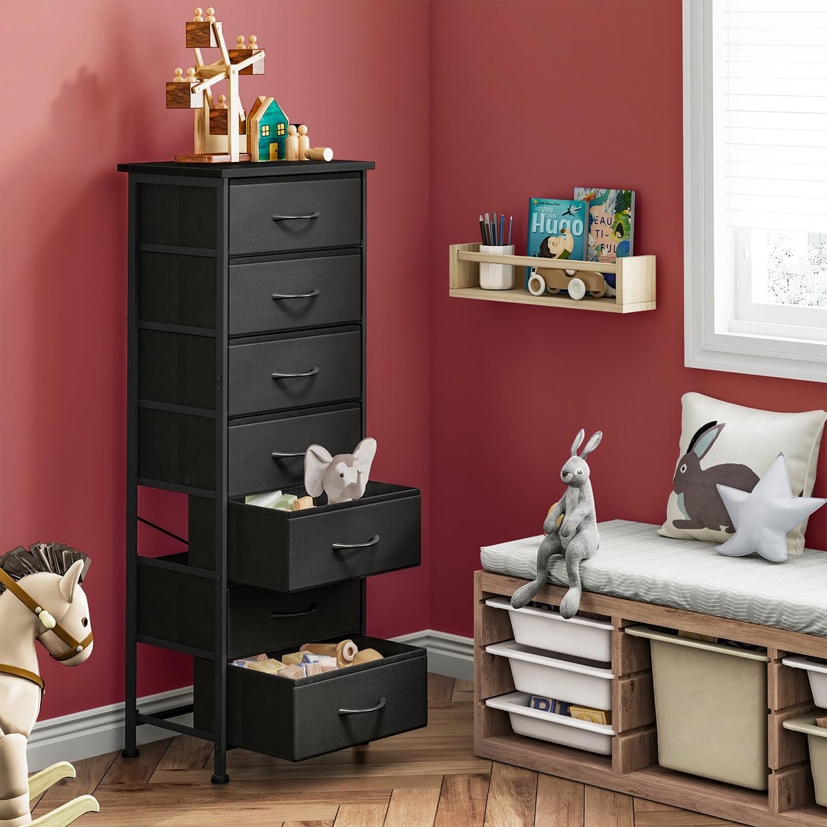 Black Tall Skinny Dresser for Bedroom, Narrow Storage Dresser Organizer  with ... | eBay