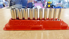 Snap-on 110STMY Standard Deep Socket Set + Red Magnetic Tray 10 PC 1/4 Drive