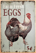 Rooster/Chicken "Farm Fresh" Metal Wall Sign 12" x 8"