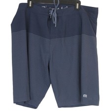 Travis Mathew Navy Blue Striped Swimming Trunks Board Shorts Mens 38