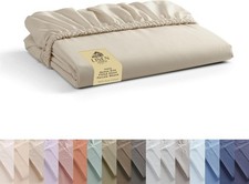 Linen Home 100 Cotton Percale Weave Fitted Sheet, Queen Size, Queen, Ivory
