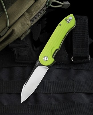 BESTECH TORPEDO FLIPPER KNIFE LINERLOCK FLUORESCENT GREEN G10 D2 STEEL BG17C-2