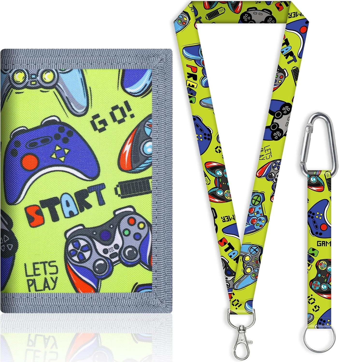 Kids Wallet for Boys and Girls 4-16 with Lanyard and Key Chain Holder, Trifold C