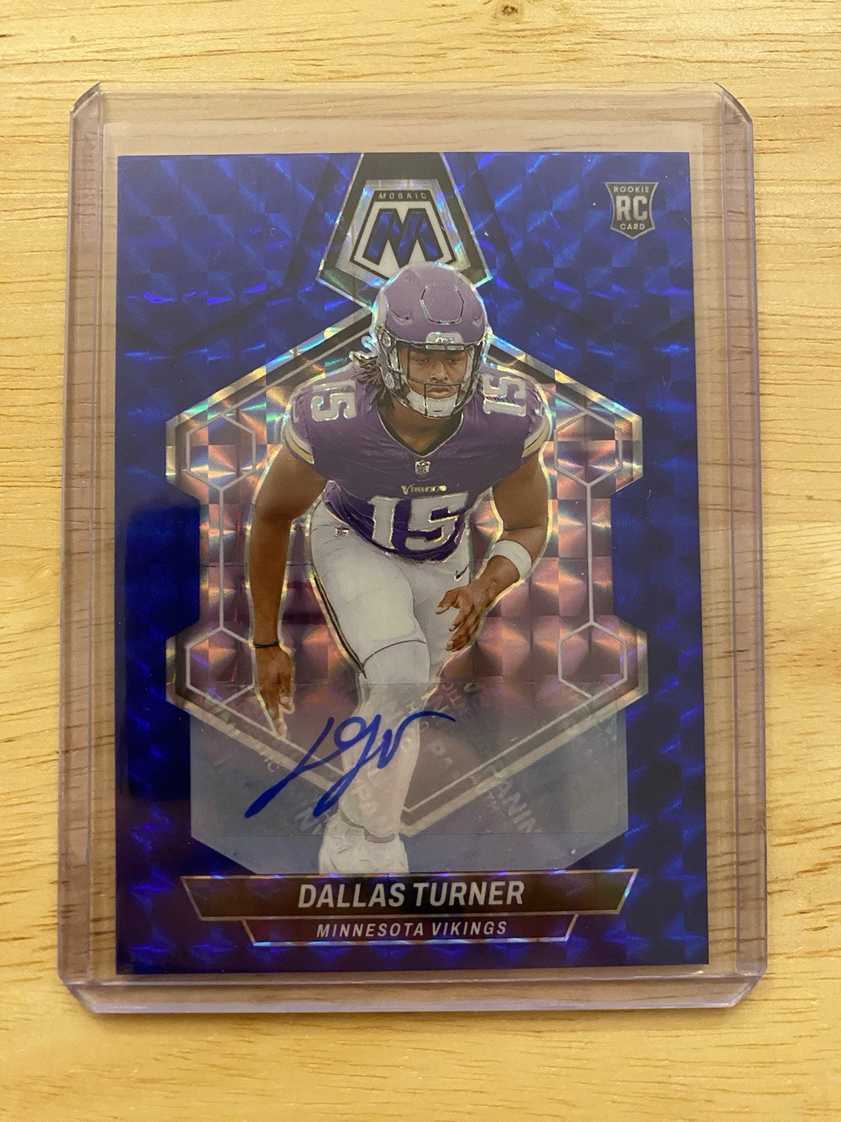 2024 Mosaic Dallas Turner RC Blue Mosaic Auto #/99 Rookie Card Vikings, Alabama