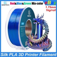 GEEETECH Silk PLA 3D Printer Filament 1.75mm 1kg Silk Red&Blue&Green Filament US