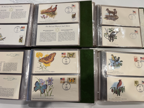 200 50 usps stamps STATES BIRDS FLOWERS SONGBIRDS WILDLIFE 1980's 4 albums - Afbeelding 22 van 24