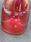 Vintage Set Of 12 Cranberry Glass Cut to Clear Etched Grape Faceted Tumblers — photo 3