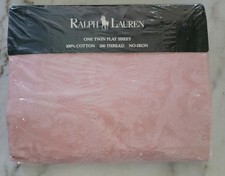 NOS - Vintage Polo Ralph Lauren Light Pink "Avery" Flat Sheet - Twin Size 1517 