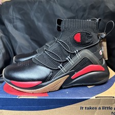 Youth Size 4.5 Champion Check Rally Plus Black Red Kids Shoes Cp101041y