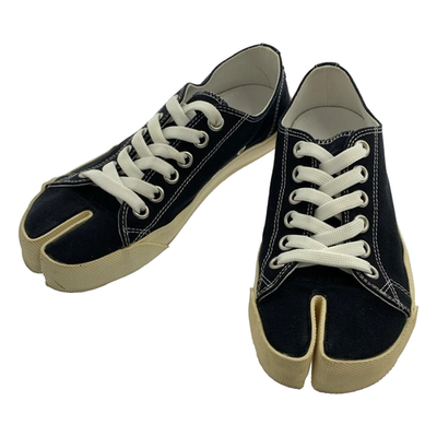 Maison Margiela Tabi Canvas Low Top Sneakers Black Split Toe Sz