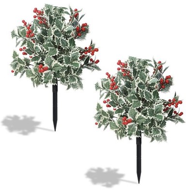 Artificial Christmas Topiary - Holly Bush -  2 Pack - NEW/OPEN BOX