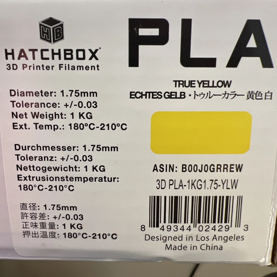 Filamento de impresora HATCHBOX 3D PLA-1KG1.75-T - amarillo Foto 3 de 4