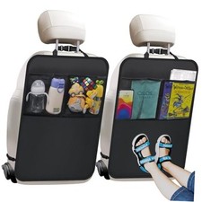 Kick Mats with Organizer - 2 Pack Backseat Protector Seat Covers for Your Car,