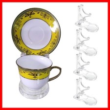 Clear Acrylic Tea Cup Saucer Holders - 5 Elegant Stands for Collectibles