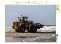 Calvendo Puzzle Excavator On The Beach | 1000 Pieces, Finished Size 25.2 × 18.9