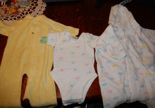 Vintage 1990s Baby Clothes x 3 Sleeper, Bodysuit, and Bath Kimono
