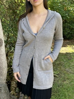 Patagonia M 100% Merino Wool Hooded Cardigan Jacket Gray