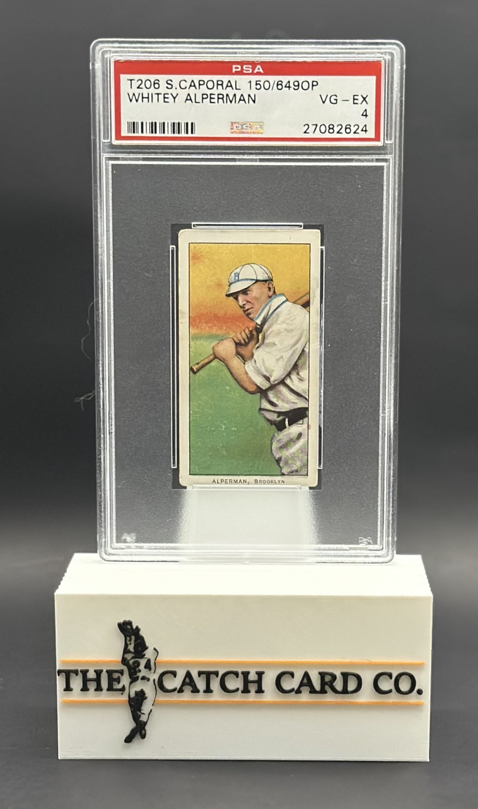 1909-11 T206 - Whitey Alperman Sweet Caporal 150 Factory 649OP Back (RC) PSA 4 view 1