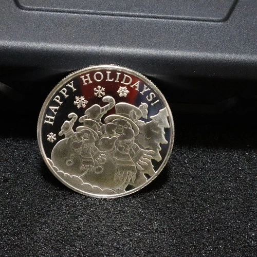 1 oz .999 fine Silver Round, 2024 Happy Holidays, Snowman Scene