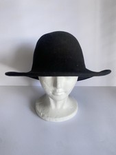 Vintage Dorfman Pacific Black 100 Wool Felt Hat Made USA Medium Rolled Brim
