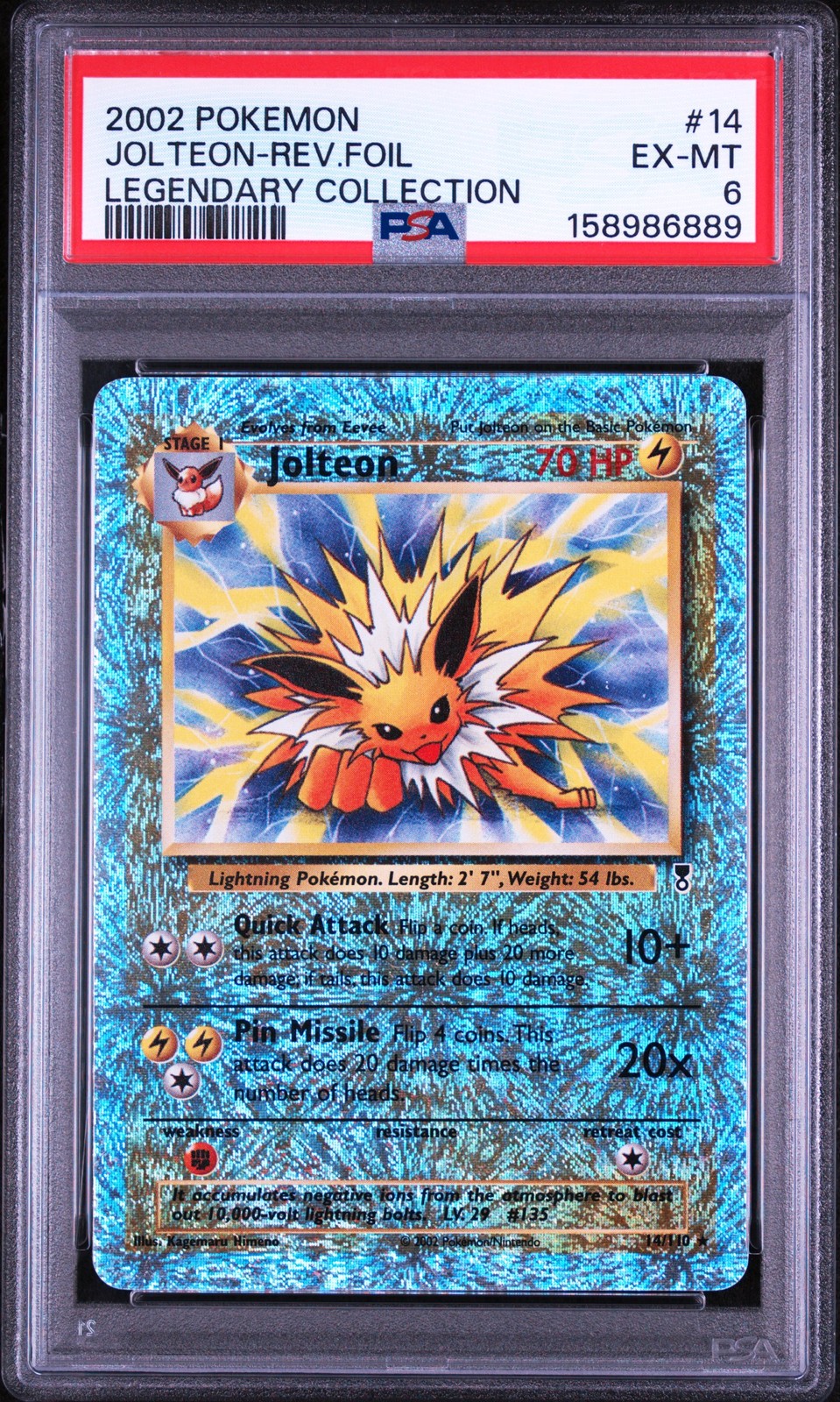 Jolteon Reverse Holo 14/110 Legendary Collection Pokemon English PSA 6