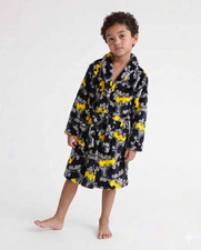 Batman Emblem Boys Bathrobe Size 6 Plush Fleece Colorful Comfy Warm Sleepwear