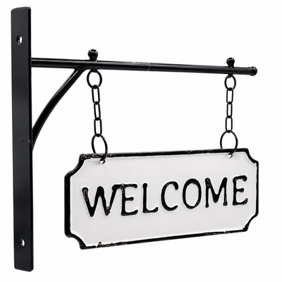 Double Sided Welcome Hanging Sign Farmhouse Porch Entryway Garden Decor