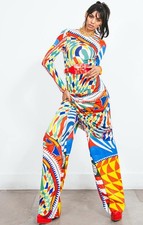 Dolce & Gabbana CARRETTO SILK Bold Printed Logo Pants Size 40  $1895 HTF