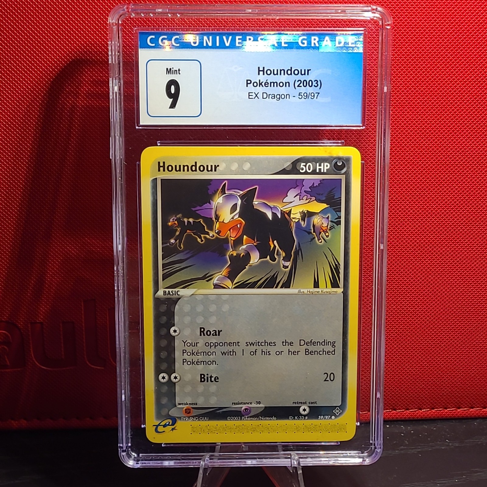 Pokémon Card Houndour CGC 9 Mint, e-Reader EX Dragon 59/97, 2003 