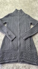 Athleta Sweater Women's Size Small Gray Cable Knit Full Zip Pullover