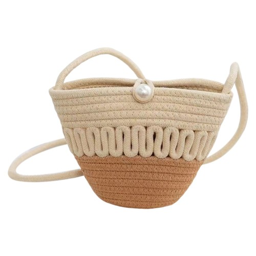 Cotton Weaving Shell Straw Woven Handbag for Shopping Phone Change Key - Picture 15 of 16
