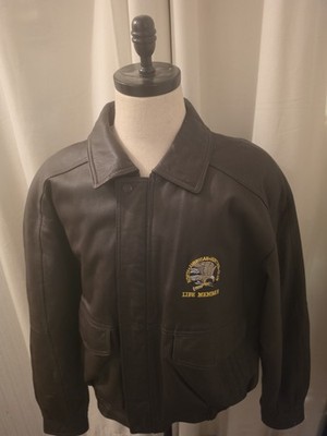 Vintage 90s North American Hunting Club Life Member Leather Bomber Jacket Men XL