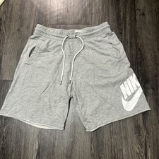 Nike Kids Gray  Shorts Athletic Gym Drawstring Logo Large