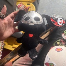 Skelanimals Plush Black Skeleton Dog by Fiesta Stuffed Animal Red Heart Toy RARE