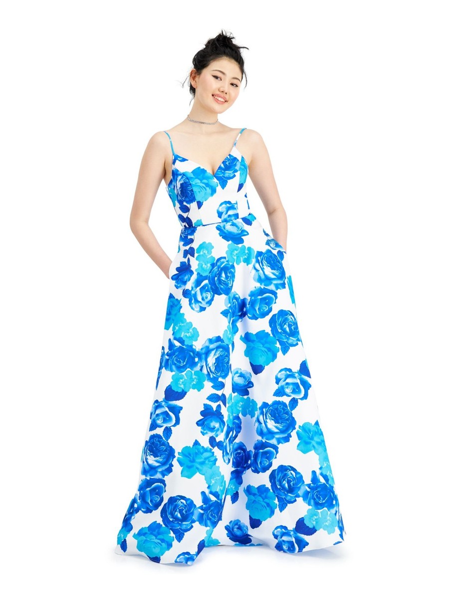 CITY STUDIO Womens Spaghetti Strap Full-Length Formal Fit + Flare Dress |  eBay
