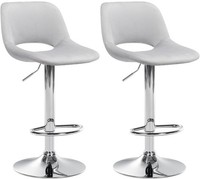 2Er Set Barhocker Camden Samt Chrom Hellgrau