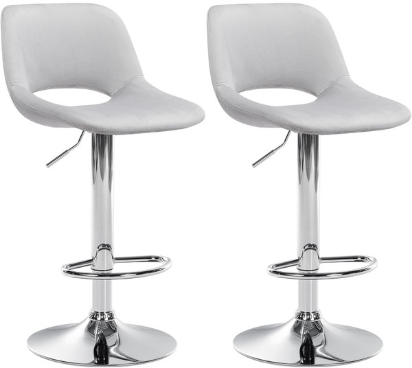 2Er Set Barhocker Camden Samt Chrom Hellgrau-image