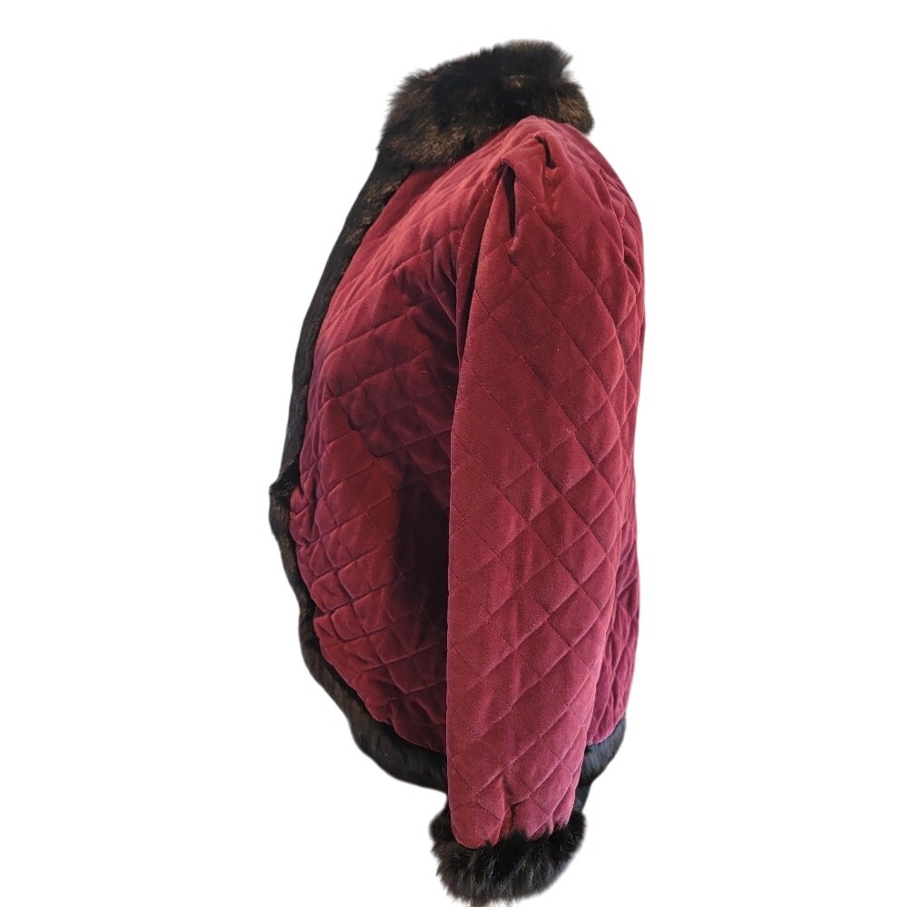 Giacca vintage Jacques Saint Laurent trapuntata con orlo in pelliccia Taglia M L