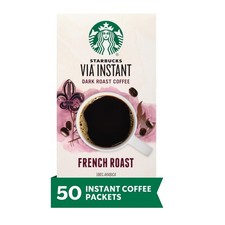 Starbucks VIA Instant Coffee French Roast Dark 50 Pack 100 Arabica