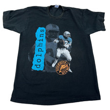 Vintage Miami Dolphins Men XL Black Dan Marino Tee 90s USA NFL Football Adult