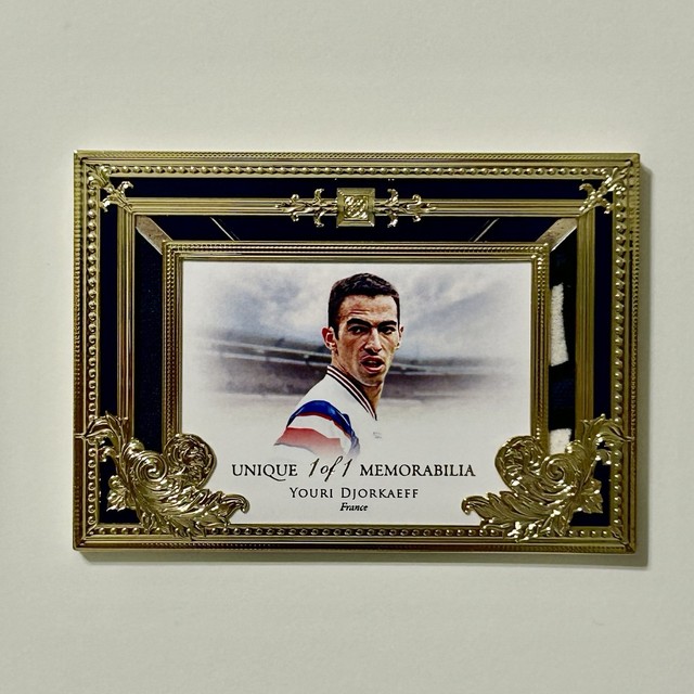 2023 Futera Unique Youri Djorkaeff Game-Used Jersey Patch Gold Frame True 1/1